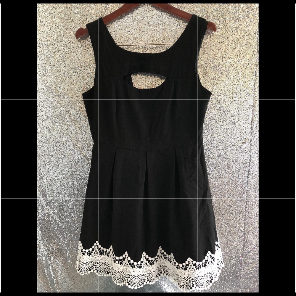 Pink Owl Apparel Black and White Crochet Dress—L
